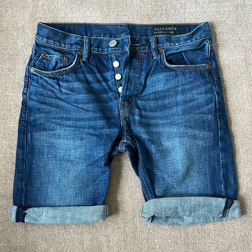 ALLSAINTS Denim Short, Size US 28, Blue